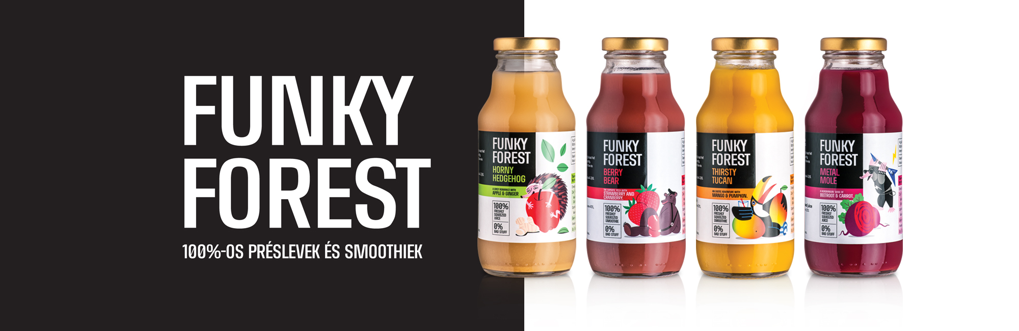 Funkyforest gyümölcsitalok csomagolástervezés