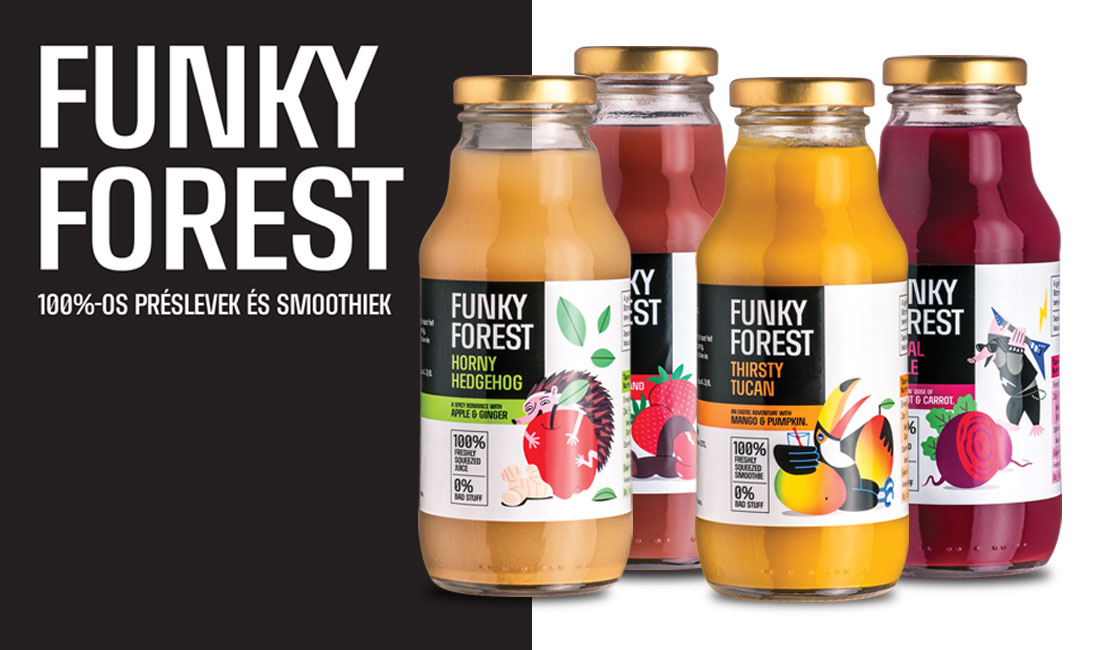 Funkyforest gyümölcsitalok csomagolástervezés